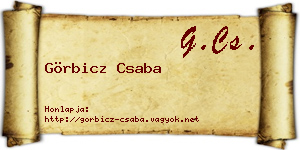 Görbicz Csaba névjegykártya