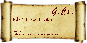 Görbicz Csaba névjegykártya